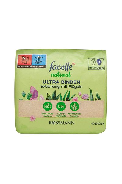 Facelle 10 Pack Winged Estra Long Natural Ultra Pad