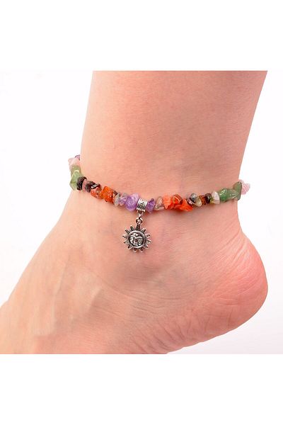 Taş Sandığı Anklet from Chakra Stones - 7 Different Natural Stones