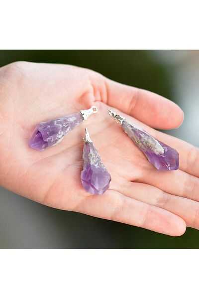 Taş Sandığı Raw Amethyst Stone Pandula - Pendulum