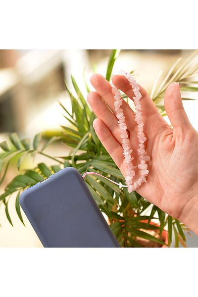 Taş Sandığı Pink Quartz Stone Phone Strap and Bracelet Gift