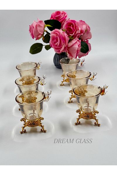 atabey home collection وعاء البهجة التركية الزجاجي الفاخر المكون من 6 قطع - وعاء قطط كريستالي