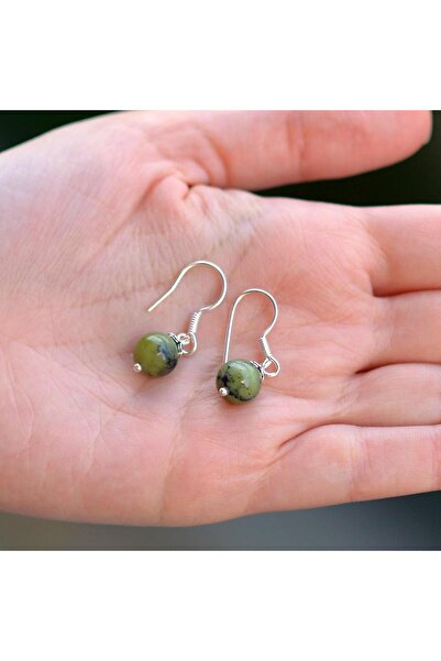 Taş Sandığı Yeşim Taşı Gümüş Küpe