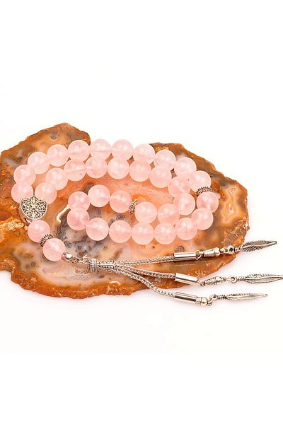 Taş Sandığı Pink Quartz Stone Rosary (10 mm)