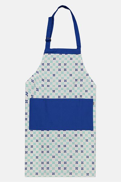 Sttelli Floral Pattern Adjustable Kitchen Apron, White