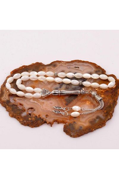 Taş Sandığı Barley Cut Pearl Stone Rosary (6*9 mm)