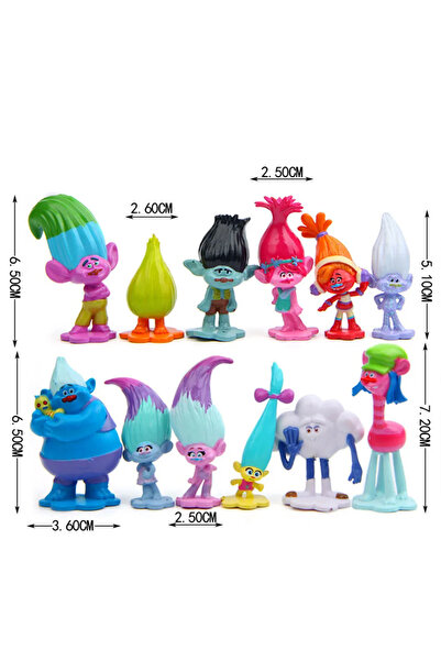 BANDAI مجموعة مكونة من 18 قطعة من شخصيات ترولز برانش كريتر سكيتر، شخصيات أنمي رائعة ولطيفة، دمية لعبة نموذجية للديكور.