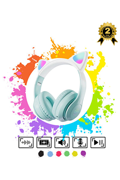 VOOKA Çocuk Bluetooth Kulaklık Kedi Kulaklık Pro 5.3 Akıllı Rgb Led Detaylı Bluetooth Kablosuz