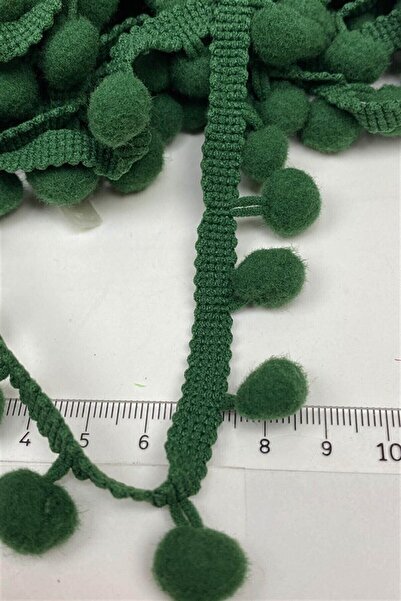 Hobigram Koyu Yeşil Ponpon Parti Malzemeleri Ponpon Şerit 5 Metre Kenar Süsle...