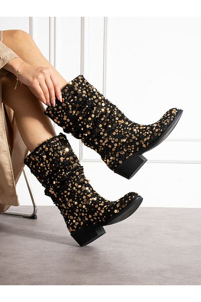 Alemdar Shoes BELİSA Gold Gathered Γυναικείες Μπότες