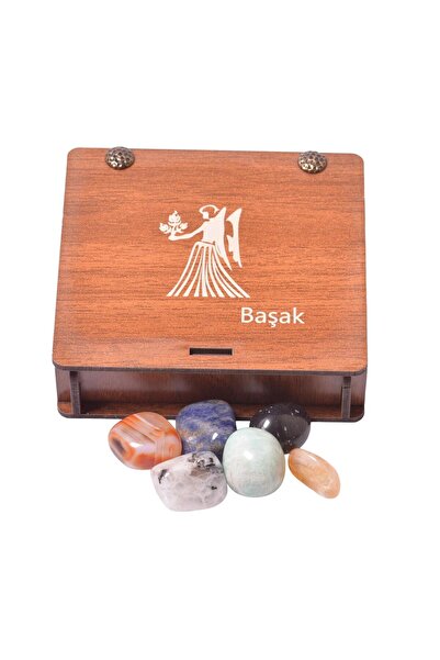 Taş Sandığı Başak Burcu Doğal Taş Set - Ahşap Kutulu