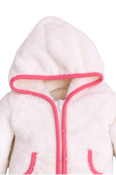 Chicsy Baby Winter Sweet Plush Cotton Pocket Hooded Baby Kids Welsoft Jumpsuit