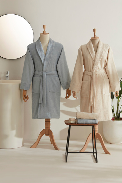 Karaca Home Santos 4 Piece Family Bathroom Set Beige-Blue