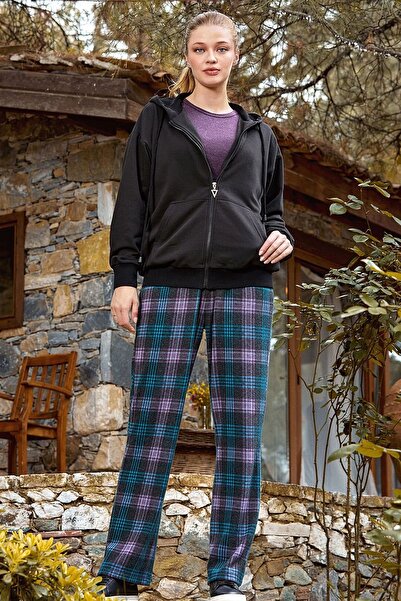 Cossy By Aqua 24059 Γυναικεία φόρμα 3 τεμαχίων με καρό σχέδιο-Μαύρο