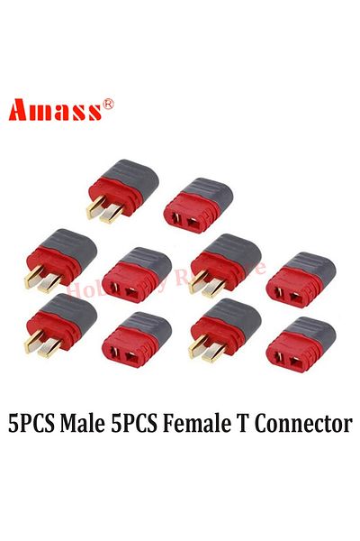 Choice 5 ذكور و5 إناث 10 قطع موصلات Amass T Deans Plug مع غطاء موصل Amass Deans ذكر وأنثى مع S