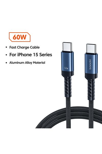 Choice 1m 60w Blue Toocki Type C To Type C Cable 100w Pd Fast Charging Charger Usb C To Usb C Cable For Xia