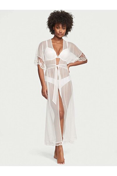 Victoria's Secret Puantiyeli Şeffaf Uzun Sabahlık