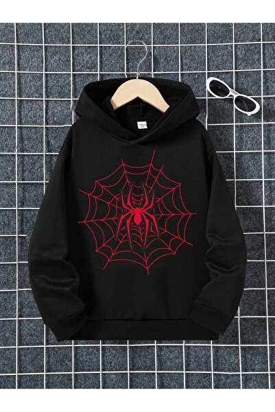 bellanova Unisex Oversize Φούτερ - Νεανικά Ανδρικά, Μοτίβο ιστού αράχνης, Θερ...