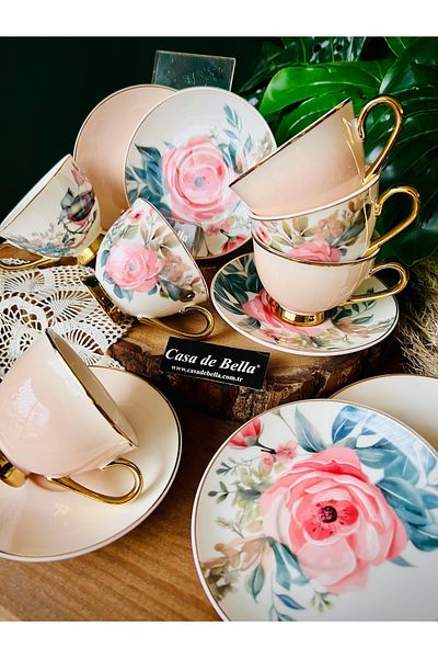 CASA DE BELLA BIRDY 6 Person Porcelain Coffee Cup