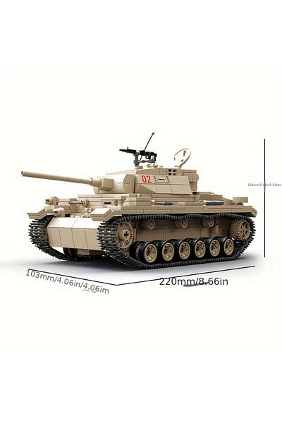 Choice 100247 959pcs Classic Rotating Tracks 3rd Generation Tank Model With 3 Soldiers And Weapons , Milita