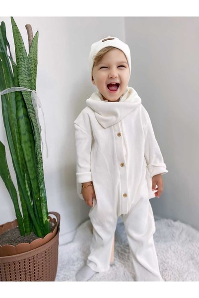 Bere Boyunluklu Önden Düğmeli Tulum Unisex