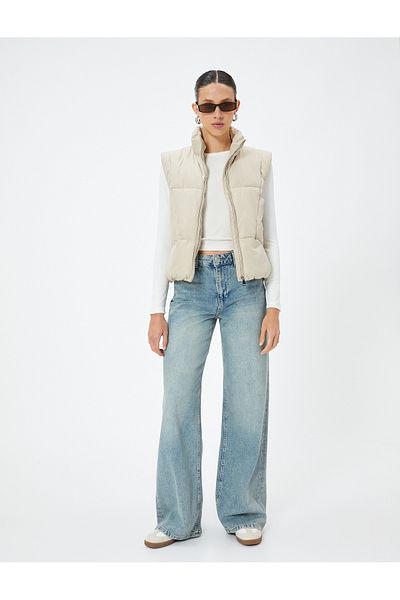 Koton Stand Collar Puffer Vest with Zippered Pockets