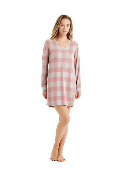 Blackspade Women's Long Sleeve Thermal Pink Nightgown C4T9N4O06