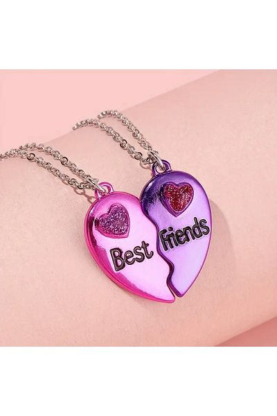 GlassySKY Broken Heart Necklace for Girls Best Friend Best Friends, Birthday Gift