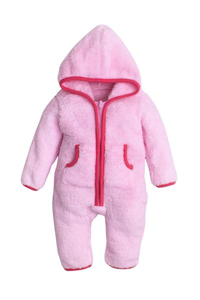 Chicsy Baby Winter Sweet Plush Cotton Pocket Hooded Baby Kids Welsoft Jumpsuit