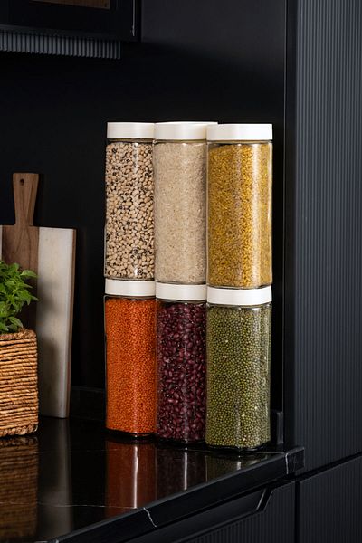 La Casa Art 6-Piece Glass Square Large Size Jar Storage Container