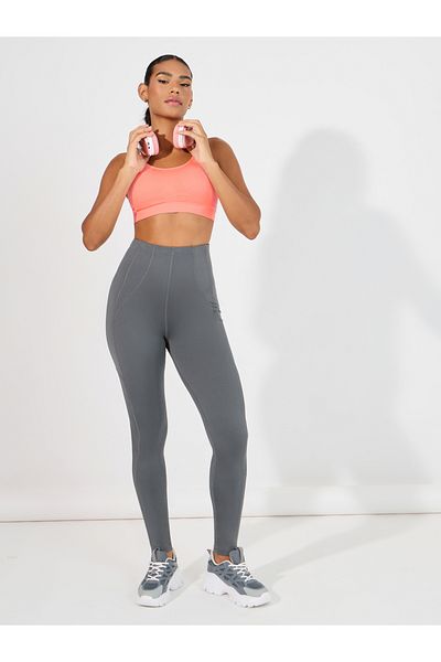 Styli Stitch Detail Back Waist Zipper Pocket Leggings