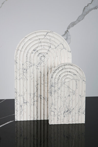 betonmall 2 Piece Marble Patterned Concrete Presentation Set Service Presenta...