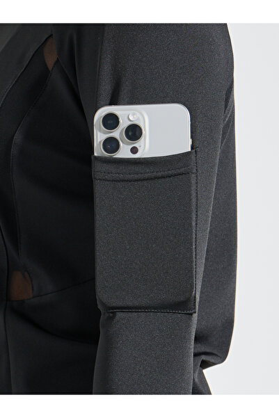 Styli Mesh Detail Arm Sleeve Pocket Zip-Up Jacket