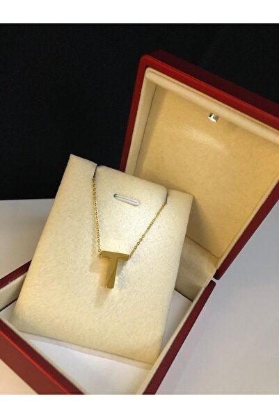 vogutima jewelery&silver by timuçin mavili حرف T قلادة نسائية من الفولاذ ثلاث...