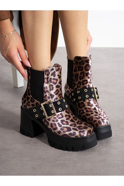 Alemdar Shoes Γυναικείες μπότες ALDENA Leopard Buckle Detail