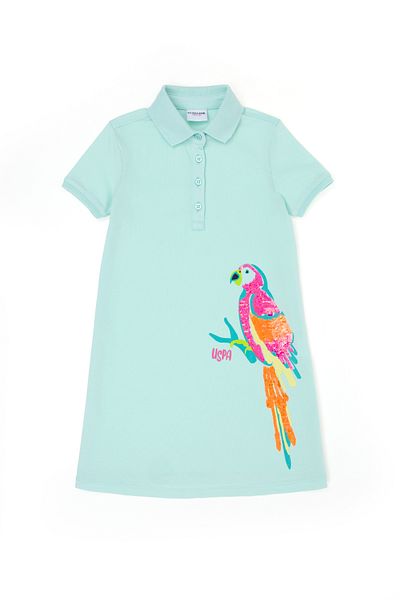 U.S. Polo Assn. Girl's Water Green Knitted Dress 50263463 -Vr083