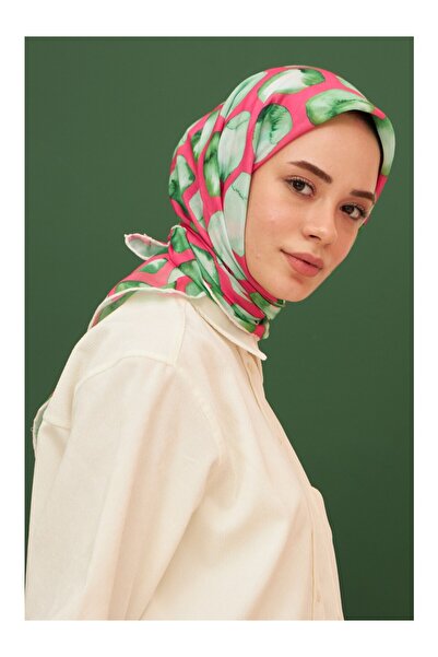 İpekhan Μεταξωτό Φουλάρι İpekhan Bloom Ροζ Πράσινο Βαμβακερό Βισκόζη