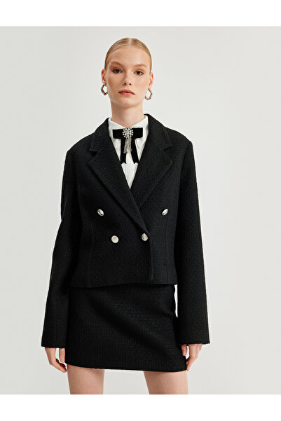 Koton Jachetă din tweed cu piept dublu, cu potrivire regulată