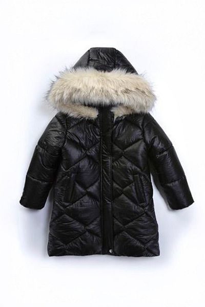 Minigimin Cicileri Welsoft Hologram Quilted Coat for 6-9 Years Old Girls - Black