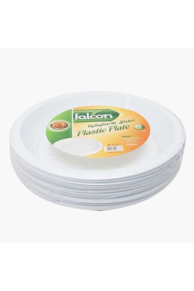 Falcon 25-Piece Disposable Round Plastic Dinner Plates Set - 22 cm