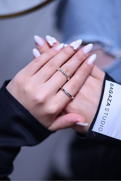 The Collection Silver Adjustable Minimal 2-Piece Ring Set