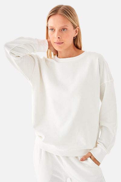 Superstacy Nina Cotton Basic Cream Sweatshirt