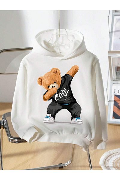 bellanova Men's Unisex Oversize Sweatshirt - Cartoon Print, Long Sleeve, Thicken Hooded Pullover