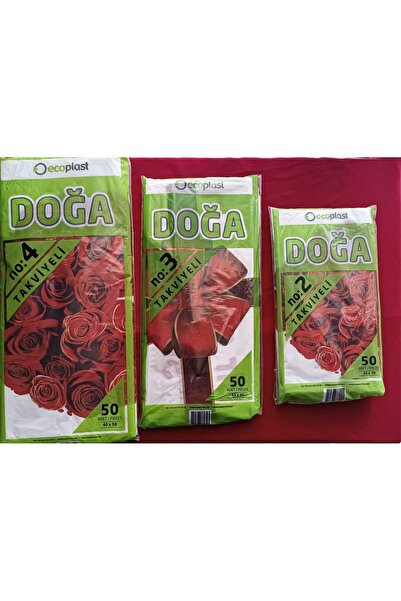 ECOPLAST Takviyeli Baskılı Mağaza Poşeti 3'LÜ PAKET (2-3-4 NO) 3X50 (150)Adet 26X38-33X45-40x50 Cm