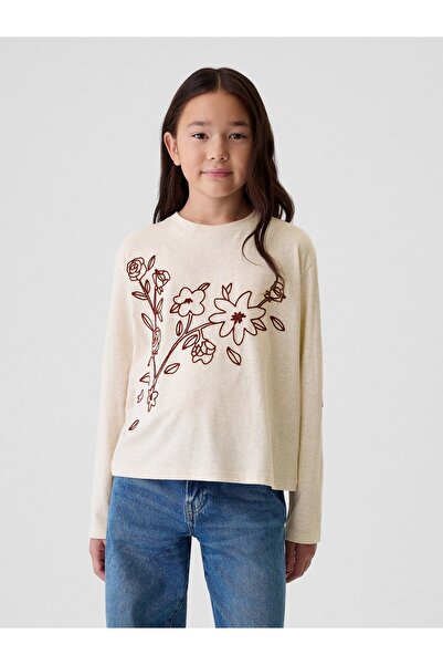 GAP Kız Çocuk Bej Grafik T-Shirt