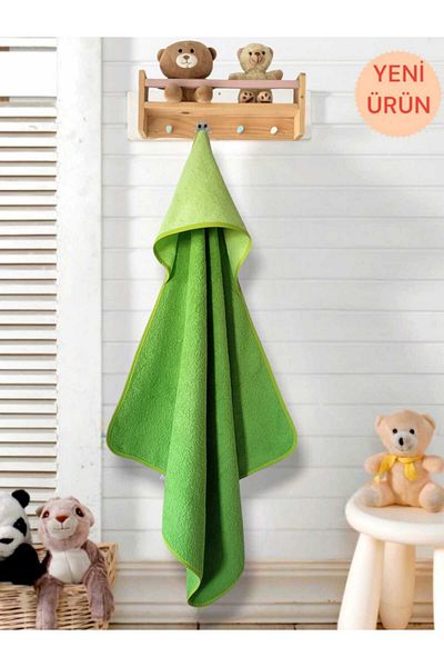 Alpar Tekstil Cotton Girl-Boy Newborn-Baby Bath Towel - Plain/Green Swaddle