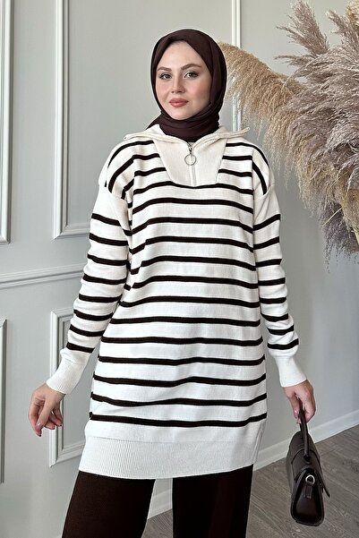 InStyle Σετ πλεκτό ριγέ λαιμόκοψη Bitter Brown