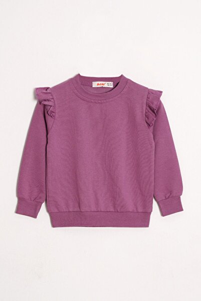 zepkids Crew Neck Long Sleeve Purple Color Girl's Tracksuit Set