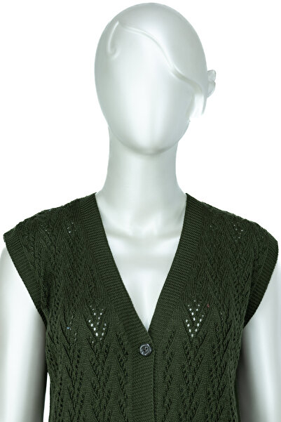 Oppland Women's Winter Knitwear Vest - Cotton Rug, Buttoned Front, Double Pocket