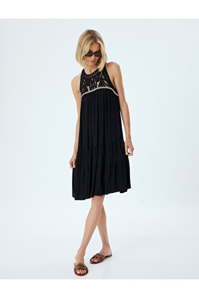 Koton Minišaty s ohlávkou z viskózy - Detailně háčkované a podšité