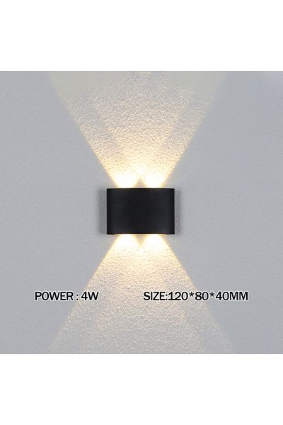 Choice Warm White (2700-3500K) 4W Black Up and Down LED Wall Lamp Waterproof IP65 Aluminium Interior Wall L